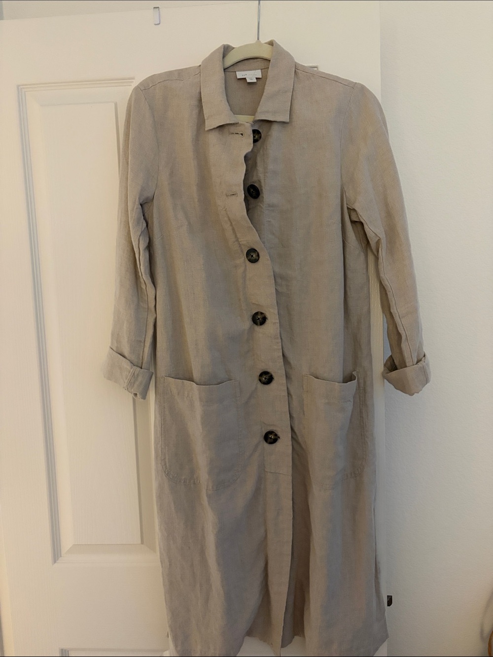 J. Jill Light Beige Linen Trench Coat
